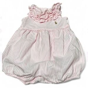 Ralph Lauren Light Pink Striped Baby Girl Romper